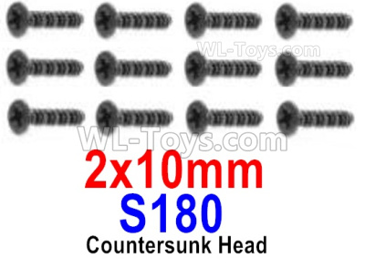 HBX 12895 Countersunk Head Screws, The size is 2x10mm, Countersunk Head Self Tapping Screws. Total 12pcs. The replace accessories number is S180