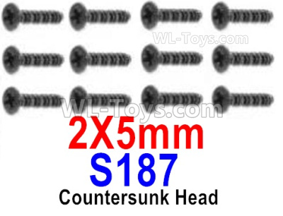 HBX 12895 Countersunk Head Screws, The size is KBHO 2x5mm, Countersunk Head Self Tapping Screws. Total 12pcs.The replace accessories number is  S187