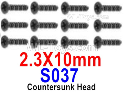 HBX 12895 Countersunk Head Screws, The size is KBHO 2.3x10mm, Countersunk Head Self Tapping Screws. Total 12pcs. The replace accessories number is S037