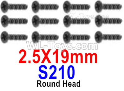 HBX 12895 Round Head Screws, The size is 2.5x19mm, Round Head Self Tapping Screws. Total 12pcs. The replace accessories number is S210
