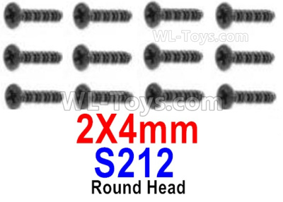 HBX 12895 Round Head Screws, The size is 2x4mm, Round Head Self Tapping Screws. Total 12pcs. The replace accessories number is S212