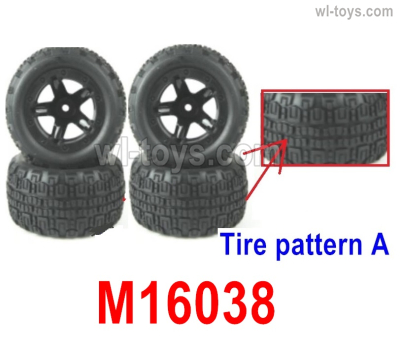 HBX 16890 DESTROYER Parts Tires Wheel Complete,M16038.Total 4 set.The Tire Tread is Pattern A.M16038.