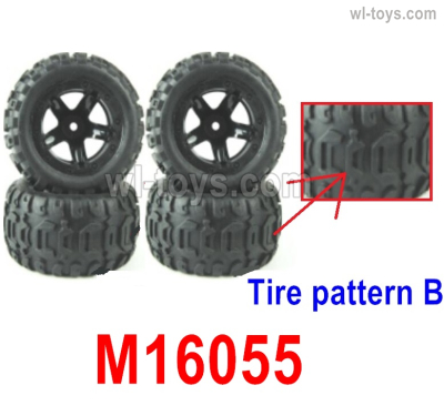 HBX 16890 DESTROYER Parts M16055 Tires Wheel Complete,Total 4 set.The Tire Tread is Pattern B.