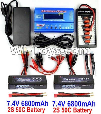 HBX T6 Battery Charger Parts Parts-2pcs 7.4V 6800mah battery & Upgrade Charger unit Parts TS008,HaiBoXing HBX T6 1/6 RC Desert Buggy Parts,hbx T6 Hammerhead Parts