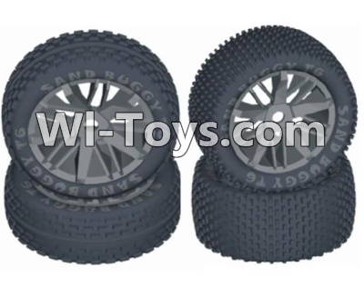 HBX HaiBoXing T6 Spare Parts-TS058+TS059 Front And Rear Wheels Complete,Wheels Assembly(4 Set),HBX T6 Car Parts,HaiBoXing T6 RC Truck Spare parts Accessories,1:6 Proportional Brushless RC Desert Buggy RC Racing Car Parts