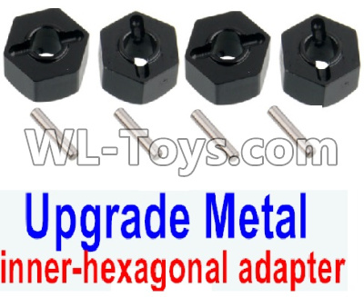 HuanQi 727 Parts-107-03 SLA010 Upgrade Metal inner-hexagonal adapter(4pcs)-Black,HuanQi 727 Rc Car Spare Parts Replacement Accessories,HQ727 HQ 727 1:10 Scale BRUSHED RC Racing Truck Parts rc off-road car Parts,Truck Car Parts