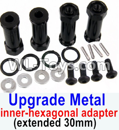HuanQi 727 Parts-108-01 SLA010 Upgrade Metal 12mm inner-hexagonal adapter(extended 30mm)-Black,HuanQi 727 Rc Car Spare Parts Replacement Accessories,HQ727 HQ 727 1:10 Scale BRUSHED RC Racing Truck Parts rc off-road car Parts,Truck Car Parts