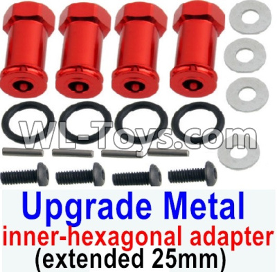 HuanQi 727 Parts-109-01 SLA010 Upgrade Metal 12mm inner-hexagonal adapter(extended 25mm)-Red,HuanQi 727 Rc Car Spare Parts Replacement Accessories,HQ727 HQ 727 1:10 Scale BRUSHED RC Racing Truck Parts rc off-road car Parts,Truck Car Parts