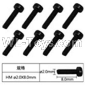 JJRC Q39 screws Parts-W12062 Inner Hexagon Cup head machine screws(8pcs)-2.0X8mm,JJRC Q39 Parts,JJRC Q39 highlander Parts