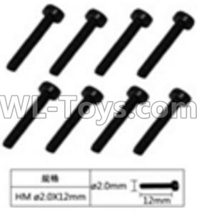 JJRC Q39 screws Parts-W12064 Inner Hexagon Cup head machine screws(8pcs)-2.0X12mm,JJRC Q39 Parts,JJRC Q39 highlander Parts