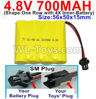 JJRC Q65 Upgrade 4.8V 700MAH Battery-With SM Plug-Size-56x50x15mm,JJRC Q65 Parts,JJRC Q65 willys jeep Parts