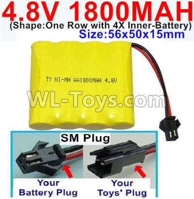 JJRC Q65 Upgrade Battery-4.8V 1800MAH Battery-With SM Plug-Size-56x50x15mm,JJRC Q65 Parts,JJRC Q65 willys jeep Parts
