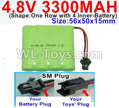 JJRC Q65 Upgrade Battery-4.8V 3300MAH Battery-With SM Plug)-Size-56x50x15mm,JJRC Q65 Parts,JJRC Q65 willys jeep Parts