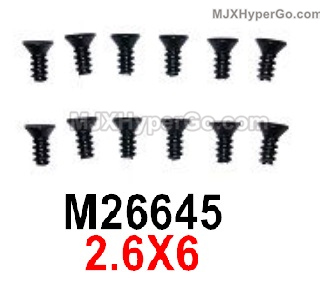 MJX Hyper Go 16207 Screws Parts M26645 Countersunk Head Screws with flat tail.2.6X6.Total 12pcs.MJX 16207 1/16 RC Car Replacement Accesories.