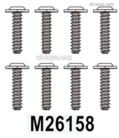 MJX Hyper Go 16208 Parts M26158 Fixed screws for the Wheels.Total 8pcs.MJX 16207 1/16 RC Car Replacement Accesories.