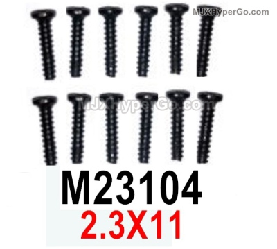 MJX Hyper Go 16208 Screws Parts M23104 Pan Head screws with flat tail.2.3x11.Total 12pcs.MJX 16207 1/16 RC Car Replacement Accesories.