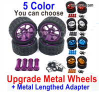 MJX Hyper Go 16209 16210 Upgrade Metal Wheels Tires and Upgrade Metal Lengthed 24mm Hex wheel seat.Total 5 Color you can choose.MJX 16209 162101/16 RC Car Replacement Accesories.
