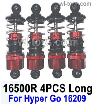 MJX Hyper Go 16209 Parts 16500R shock absorber.Red Color.Total 4pcs Long Damper. Front and Rear.It can only be used for the MJX 16209 RC Truck