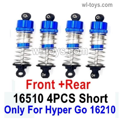 MJX Hyper Go 16210 Parts 16510 shock absorber.Blue Color.Total 4pcs Short Damper. Front and Rear.It can only be used for the MJX 16210 RC Truck