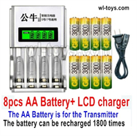 MJX Hyper Go 16209 16210 Parts 8pcs Rechargeable AA battery and LCD Charger for the Transmitter.MJX 16209 162101/16 RC Car Replacement Accesories.