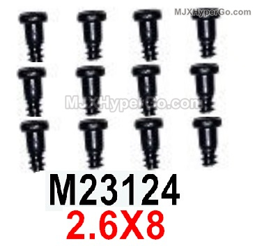 MJX Hyper Go 16209 16210 Screws Parts M23124 Countersunk Head Step Screws with flat tail.2.6X8.Total 12pcs.MJX 16209 162101/16 RC Car Replacement Accesories.