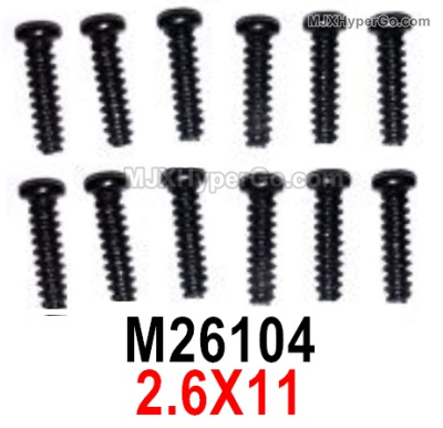 MJX Hyper Go 16209 16210 Screws Parts M26104 Pan Head screws with flat tail.2.6X11.Total 12pcs.MJX 16209 162101/16 RC Car Replacement Accesories.