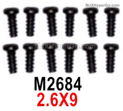 MJX Hyper Go 16209 16210 Screws Parts M2684 Pan Head screws with flat tail.2.6X9.Total 12pcs.MJX 16209 162101/16 RC Car Replacement Accesories.