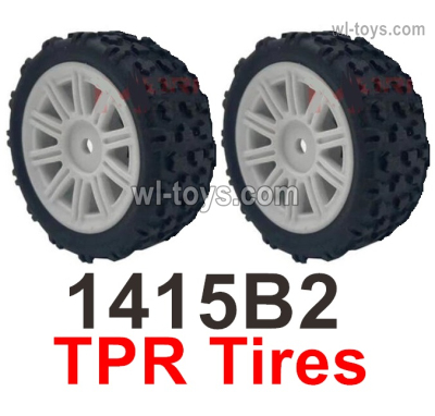 MJX Hyper Go 14301 14302 Parts 1415B2 Rally Wheels Tires.TPR Tires.Total 2pcs.White ColorMJX Hyper Go 14301 14302 RC Car Replacement Accesories.