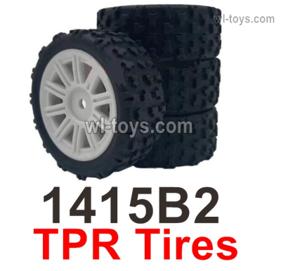 MJX Hyper Go 14301 14302 Parts 1415B2 Rally Wheels Tires.TPR Tires.Total 4pcs.White ColorMJX Hyper Go 14301 14302 RC Car Replacement Accesories.