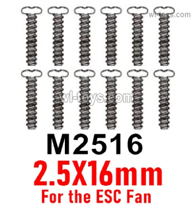 MJX Hyper Go 14301 14302 Parts M2516 Round Head Screws.2.5X16mm for the ESC Fan.Total 12pcs.MJX Hyper Go 14301 14302 RC Car Replacement Accesories.