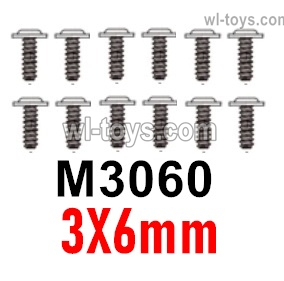 MJX Hyper Go 14301 14302 Parts M3060 Pan Head Screws with Media.3X6mm.Total 12pcs.MJX Hyper Go 14301 14302 RC Car Replacement Accesories.