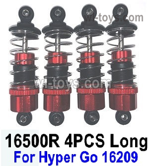 MJX Hyper Go H16 V1,V2,V3 Version,H16H Parts Front and Rear shock absorber.16500R.Total 4pcs Long Damper.Red Color.It can only be used for the MJX H16 V1,V2,V3 Version,H16H RC Truck.MJX H16 H16E H16H H16P RC Car Replacement Accesories.