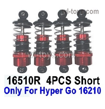 MJX Hyper Go H16 V1,V2,V3 Version,H16E,H16P Parts Shock absorber.16510R.Total 4pcs Short Damper.Red Color.It can only be used for the MJX H16 V1,V2,V3 Version, H16E,H16P RC Truck.MJX H16BM H16GT H16DR RC Car Replacement Accesories.