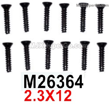 MJX Hyper Go H16BM H16GT H16DR Parts M26364 Step screws with flat tail.2.3X12.Total 12pcs.MJX H16BM H16GT H16DR RC Car Replacement Accesories.