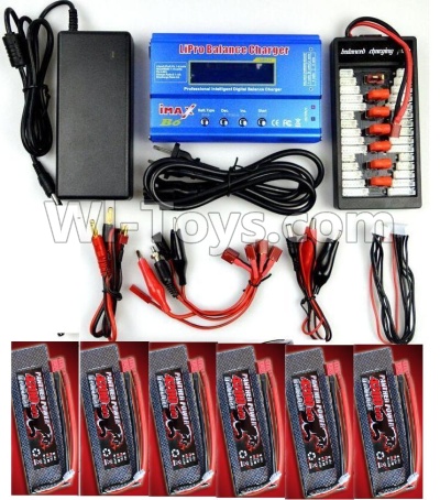 REMO HOBBY 1021 Parts-52-01 6pcs 4200mah battery & Upgrade Charger unit,Can charger 6x battery at the same time(Power & B6 Charger & 1-To-6 Parallel charging Board),REMO HOBBY 1021 Rc Car Spare Parts Replacement Accessories,1021 1:10 Scale BRUSHED RC Raci