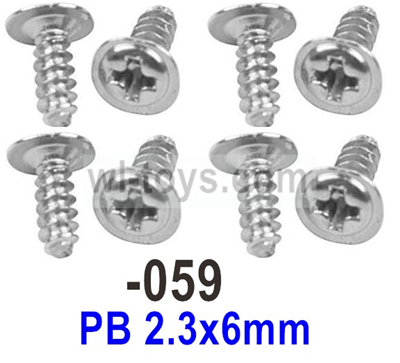 SG 1603 SG1603 Screws with 5 media.1603-059.PB 2.3x6mm.Total 8pcs. SG 1603 SG1603 Parts, SG 1/16 Car Parts.