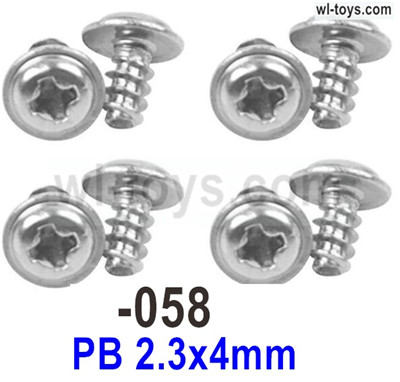 SG 1604 SG1604 Screws with 5 media.1604-058.The size is  PB 2.3X4mm. Total 8pcs. SG 1604 SG1604 Parts, SG 1/16 Car Parts.