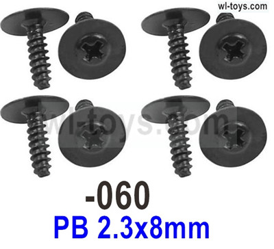 SG 1604 SG1604 Screws with 8 media.1604-060.PB 2.3x8mm.Total 8pcs. SG 1604 SG1604 Parts, SG 1/16 Car Parts.