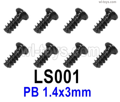 SG 2801 SG2801 Screws Parts LS001 Screws.Phillips Round Head Self-tapping screws.PB 1.4x3mm.Total 8pcs.SG 1/28 Car Parts.