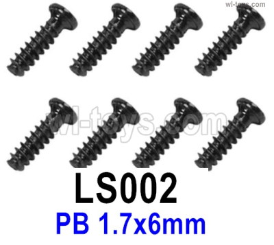 SG 2801 SG2801 Screws Parts LS002 Screws.Phillips Round Head Self-tapping screws.PB 1.7x6mm.Total 8pcs.SG 1/28 Car Parts.