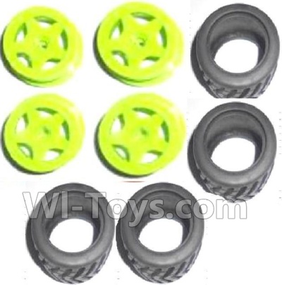 Subotech BG1503 Wheel Hub and Trire Lether(Each 4pcs)-Yellow,Subotech BG1503 RC Car Spare parts Accessories,1:16 2WD BG1503 RC Racing Car parts,High Speed Drifting Buggy Parts