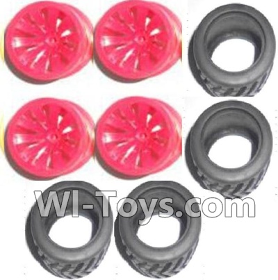 Subotech BG1504 Big Wheel Hub and Trire Lether(Each 4pcs)-Red,Subotech BG1504 RC Car Spare parts Accessories,1:16 2WD BG1504 RC Racing Car parts,High Speed Drifting Buggy Parts