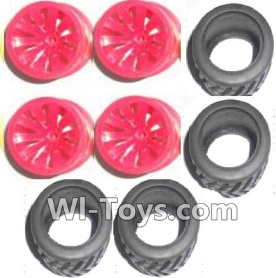 Subotech BG1505 Big Wheel Hub and Trire Lether(Each 4pcs)-Red,Subotech BG1505 RC Car Spare parts Accessories,1:16 2WD BG1505 RC Racing Car parts,High Speed Drifting Buggy Parts