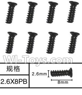 SuBotech BG1506 WLS008 Flat head screws(8pcs)-M2.6X8PB,Subotech BG1506 RC Car Spare parts Accessories,1:12 4WD BG1506 RC Racing Car parts,High Speed Drifting Buggy Parts