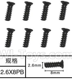 SuBotech BG1509 WLS008 Flat head screws(8pcs)-M2.6X8PB,Subotech BG1509 RC Car Spare parts Accessories,1:12 4WD BG1509 RC Racing Car parts,High Speed Drifting Buggy Parts
