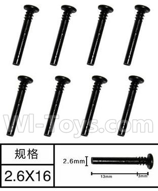 SuBotech BG1509 WLS014 Half Tooth Screws(8pcs)-M2.6X16,Subotech BG1509 RC Car Spare parts Accessories,1:12 4WD BG1509 RC Racing Car parts,High Speed Drifting Buggy Parts