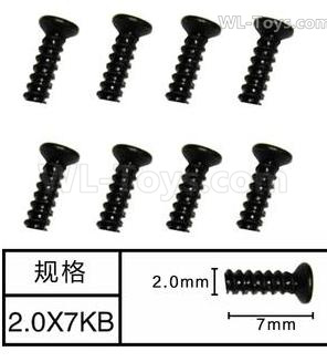 Subotech BG1525 Countersunk head screws. WLS002. The size is M2X7KB. Total 8pcs.