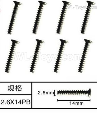 Subotech BG1525 Countersunk head screws. WLS013. The size is M2.6X14PB. Total 8pcs.