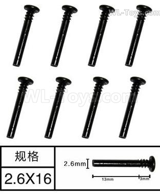 Subotech BG1525 Half Tooth Screws. WLS014. The size is M2.6X16. Total 8pcs.