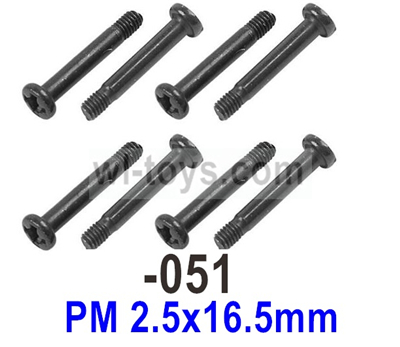 UDI RC Breaker 1601 Step screws.1601-051.PM 2.5x16.5mm.Total 8pcs. UDIRC Breaker 1601 Parts, UDI RC UD1601 1/16 Car Parts.